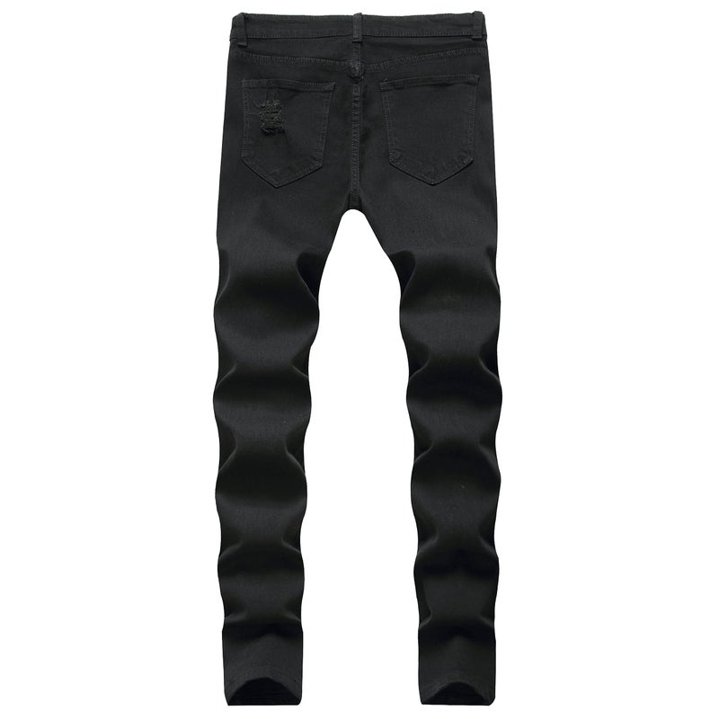 LONGBIDA Men's Slim Fit Ripped Stretch Skinny Jeans for Men, Distressed Tapered Leg Fashion Pants, Black, 34 - Image 5